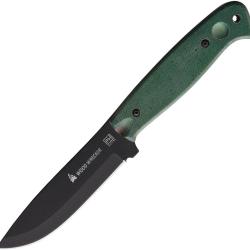 Couteau Fixe FH Knives Wood Wrecker Lame Inox Manche Micarta Vert &Eacute;tui Cuir FHKBC001