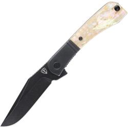 Couteau Pliant FINCH Gooseneck Lame Acier 14C28N Clip Point Manche Nacre Linerlock FKCGN700