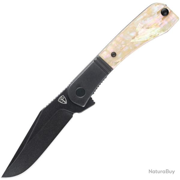 Couteau Pliant FINCH Gooseneck Lame Acier 14C28N Clip Point Manche Nacre Linerlock FKCGN700