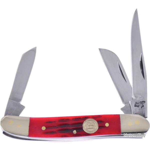 Couteau Pliant Frost Cutlery Range Rider Lame Inox Manche Os Piqu� Rouge F14910RJB