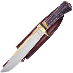 Couteau Fixe Frost Cutlery Blackhills Skinner Lame Inox Manche Imitation Cerf &Eacute;tui Cuir FBKH245IS