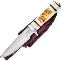 Couteau Fixe Frost Cutlery Seven Lakes Lame Inox Manche Os &Eacute;tui Cuir FCW060TB