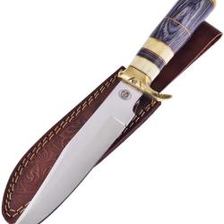 Couteau Fixe Frost Cutlery Soaring Eagle Lame Inox Manche Pakkawood Noir &Eacute;tui Cuir FCW3464SBBPW