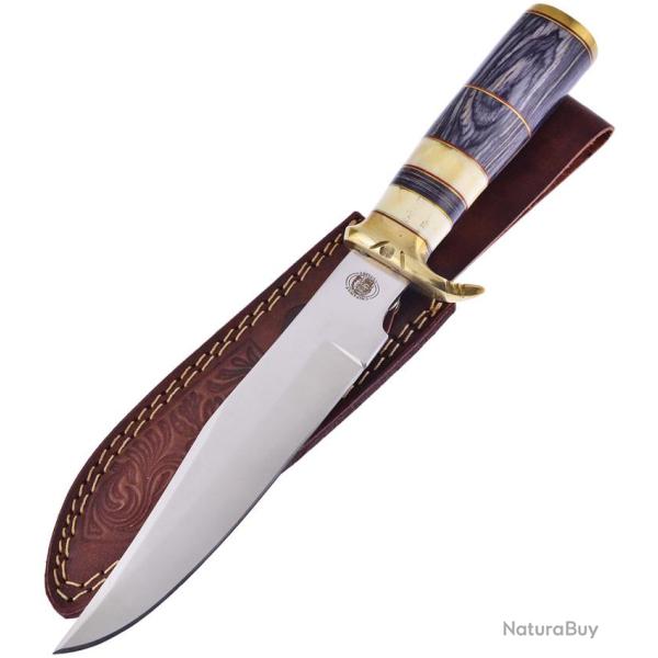 Couteau Fixe Frost Cutlery Soaring Eagle Lame Inox Manche Pakkawood Noir �tui Cuir FCW3464SBBPW