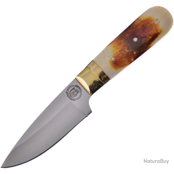 Couteau Fixe Frost Cutlery Skinner Lame Inox Satin�e 10,16 cm Manche Os �tui Cuir FCW9151SBTB