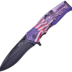 Couteau Pliant Frost Cutlery Flag/Truck A/O Lame Inox Manche Aluminium Linerlock FFC111AM