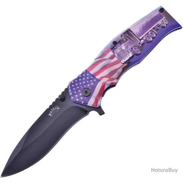 Couteau Pliant Frost Cutlery Flag/Truck A/O Lame Inox Manche Aluminium Linerlock FFC111AM