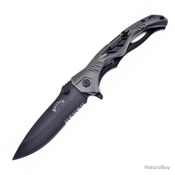 Couteau Frost Cutlery Tactical A/O Lame Acier 3Cr13 Manche Aluminium Noir et Gris Linerlock FFC119GY