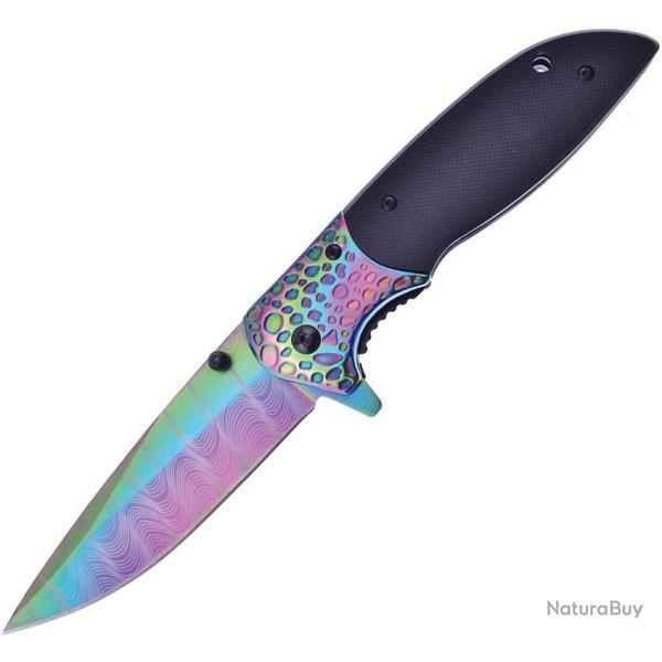 Couteau Pliant Frost Cutlery Shadow A/O Lame Inox Drop Point Manche G10 Noir Linerlock FFC20G10