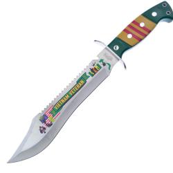 Couteau Fixe Frost Cutlery Vietnam Vet Bowie Lame Inox Manche ABS Vert et Jaune et Rouge FFC50V