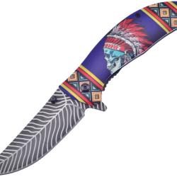 Couteau Pliant Frost Cutlery A/O Lame Inox Clip Point Manche Synth&eacute;tique Bleu Linerlock FFC54BL