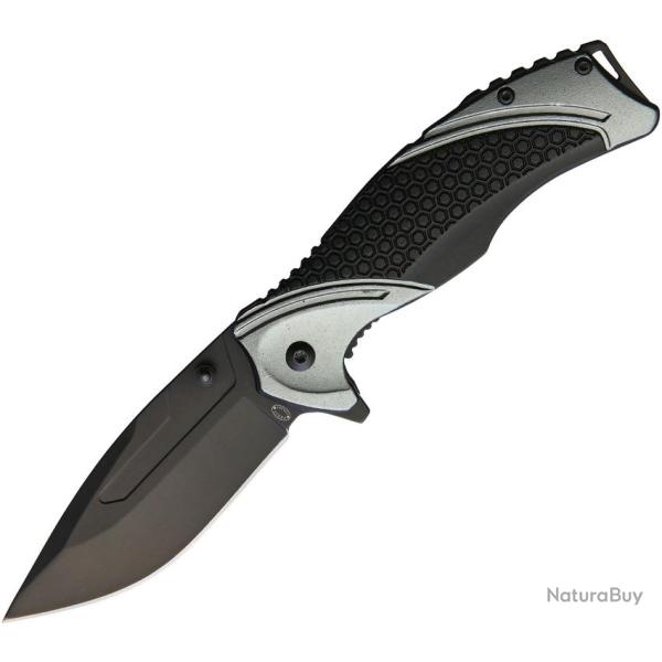 Couteau Frost Cutlery Avenger A/O Lame Acier 420 Manche Aluminium Noir et Gris Linerlock FFC61GB