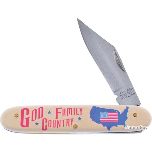 Couteau Pliant Frost Cutlery God Family Country Lame Inox Manche POM FN223