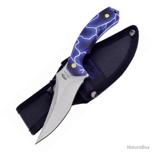 Couteau Fixe Frost Cutlery Lightning Lame Inox Manche ABS Camo Bleu �tui Nylon FOC125BBL