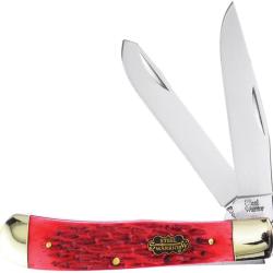 Couteau Pliant Frost Cutlery Trapper Jig Lame Inox Manche Os Piqu&eacute; Rouge FSW108WRJ