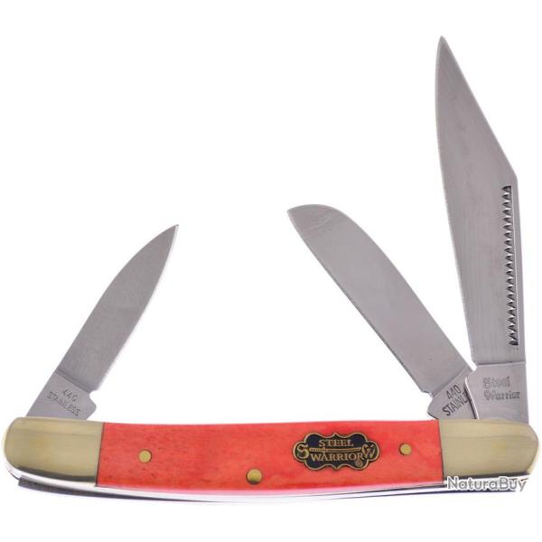 Couteau Pliant Frost Cutlery Wrangler Lame Acier 440 Manche Os Orange FSW112OSB