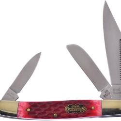 Couteau Pliant Frost Cutlery Wrangler Lame Acier 440 Manche Os Rouge FSW112RPB