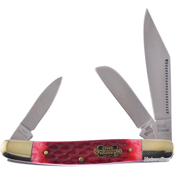 Couteau Pliant Frost Cutlery Wrangler Lame Acier 440 Manche Os Rouge FSW112RPB