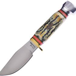 Couteau Fixe Frost Cutlery Buck Skinner Lame Inox Drop Point Manche Os &Eacute;tui Nylon FSW113WABS