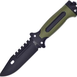 Couteau Frost Cutlery Lame Acier 420 Clip Point Manche Plastique Noir et Vert &Eacute;tui Plastique FTC05G