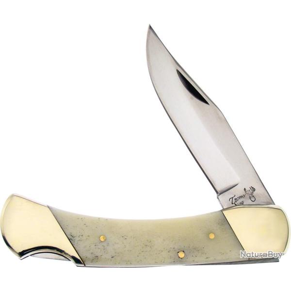 Couteau Pliant Frost Cutlery Bear Claw Lame Inox Clip Point Manche Os Blanc Lockback FTS072WSB