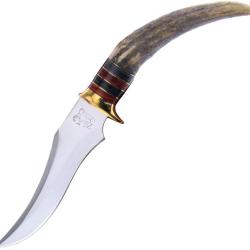 Couteau Fixe Frost Cutlery Tip Skinner Lame Inox Manche Bois de Cerf &Eacute;tui Cuir FTS183DS