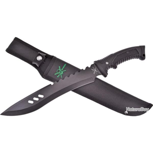 Couteau Fixe Frost Cutlery Bowie Lame Inox Manche Caoutchouc Noir �tui Nylon FTX17B