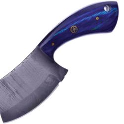 Couteau Fixe Frost Cutlery Skinner Lame Acier Damas Manche Pakkawood Bleu &Eacute;tui Cuir FVFD150BLPW
