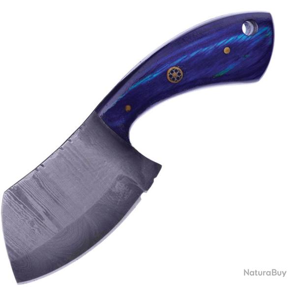 Couteau Fixe Frost Cutlery Skinner Lame Acier Damas Manche Pakkawood Bleu �tui Cuir FVFD150BLPW