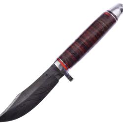Couteau Fixe Frost Cutlery Lame Acier Damas Clip Point Manche Cuir &Eacute;tui Cuir FWT1028D
