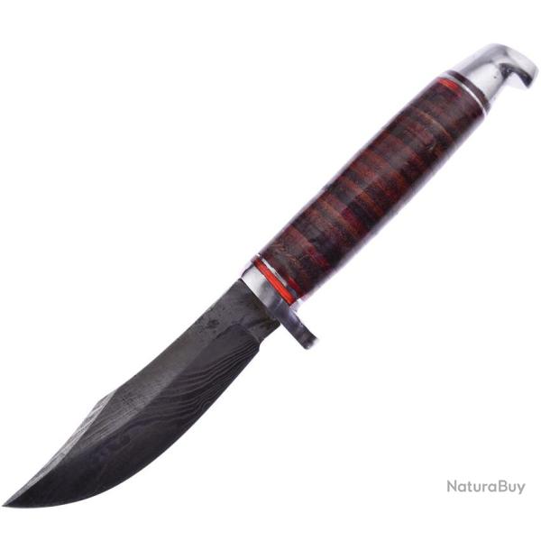 Couteau Fixe Frost Cutlery Lame Acier Damas Clip Point Manche Cuir �tui Cuir FWT1028D