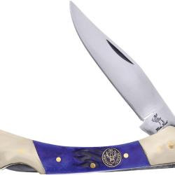 Couteau Pliant Frost Cutlery Whitetail Lame Inox Clip Point Manche Os Bleu Lockback FWT547BLPB