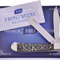 Couteau Pliant Frostwood Design Rattlesnake Trapper Lame Inox Manche Os FFWD002RS