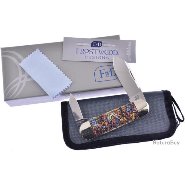 Couteau Pliant Frostwood Design Canoe The Last Supper Lame Inox Manche Os Blanc FFWD004TLS