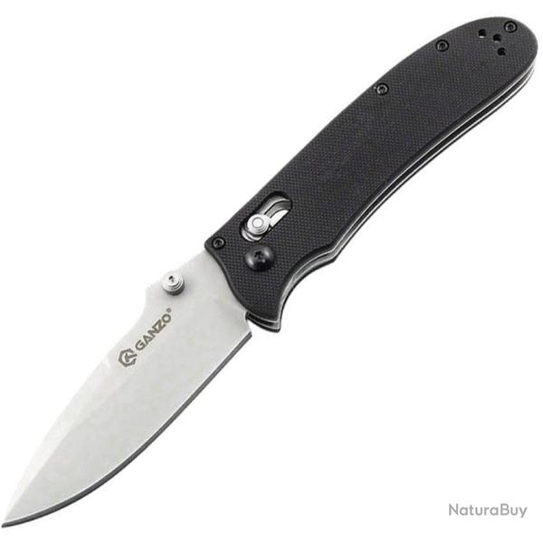 Couteau Ganzo Knives G-Lock Lame Acier 440C Satin�e Drop Point Manche G10 Noir GAG704BK