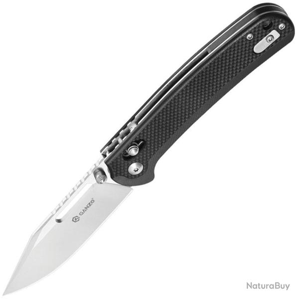 Couteau Pliant Ganzo Knives G-Lock Lame Acier D2 Satin�e Clip Point Manche G10 Noir GAG768BK