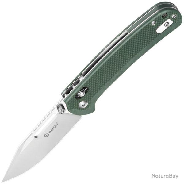 Couteau Pliant Ganzo Knives G-Lock Lame Acier D2 Clip Point Manche G10 Vert GAG768GB