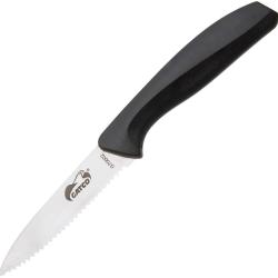 Couteau d'Office Gatco Classic Lame Acier 420 Satin&eacute;e Dentel&eacute;e Manche Zytel Noir GTC70002