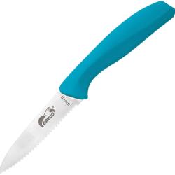 Couteau d'Office Gatco Classic Lame Acier 420 Satin&eacute;e Dentel&eacute;e Manche Zytel Bleu Canard GTC70102