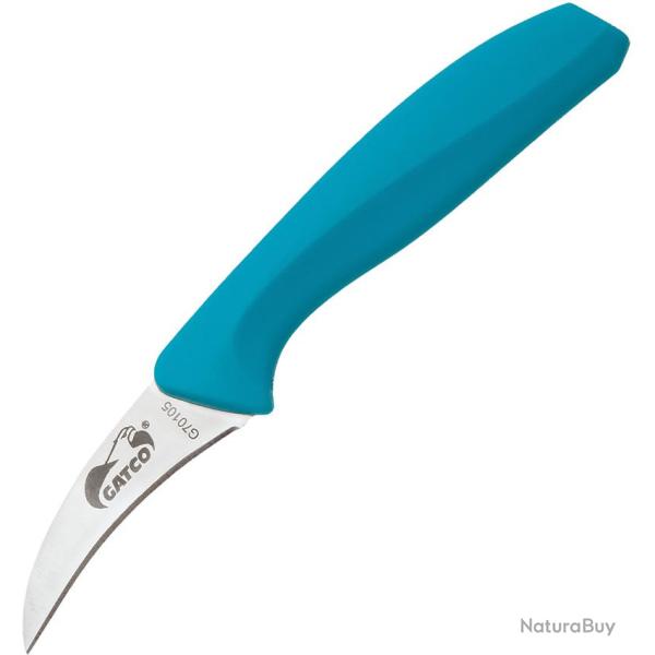 Couteau d'Office Gatco Curved Lame Acier 420 Manche Zytel Bleu Canard GTC70105