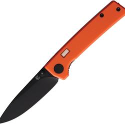 Couteau Glow Rhino Fermi Black/Blaze Lame Acier D2 Drop Point Manche G10 Orange Linerlock GLR108