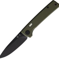 Couteau Pliant Glow Rhino Fermi Lame Acier D2 Drop Point Manche G10 Vert Olive Linerlock GLR109