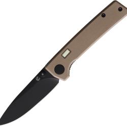 Couteau Pliant Glow Rhino Fermi Lame Acier D2 Drop Point Manche G10 Sable Linerlock GLR110