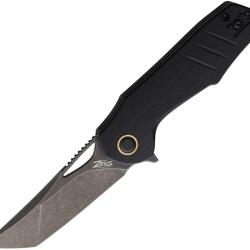Couteau Grissom Knife and Tool Baby Zeus Lame Acier 14C28N Tanto Manche G10 Noir Linerlock GKTBZBGDS