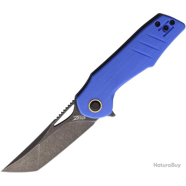 Couteau Grissom Knife and Tool Baby Zeus Lame Acier 14C28N Manche G10 Bleu Linerlock GKTBZBLGDS