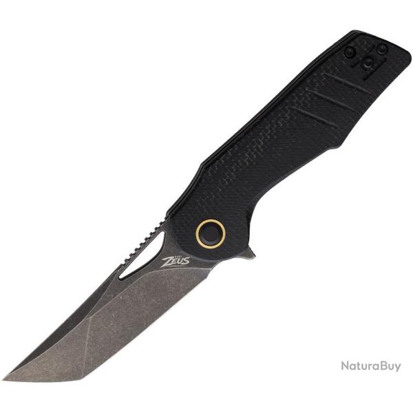 Couteau Grissom Knife and Tool Baby Zeus Lame Acier 14C28N Manche Micarta Noir Linerlock GKTBZBMDS