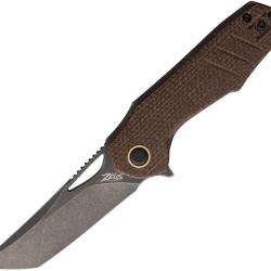 Couteau Grissom Knife and Tool Baby Zeus Lame Acier 14C28N Manche Micarta Marron Linerlock GKTBZNMDS
