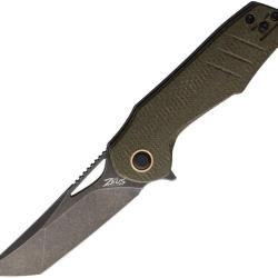 Couteau Pliant Grissom Knife and Tool Baby Zeus Lame Acier 14C28N Manche Micarta Vert OD GKTBZODMDS