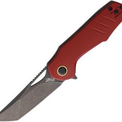 Couteau Grissom Knife and Tool Baby Zeus Lame Acier 14C28N Manche Micarta Rouge Linerlock GKTBZRMDS