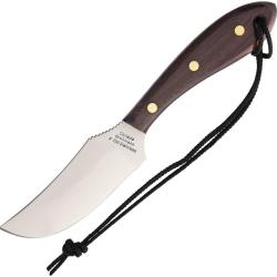 Couteau Fixe Grohmann Short Skinner Lame Inox Manche Bois Marron &Eacute;tui Cuir GR103S